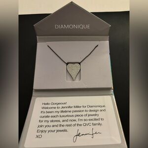 Diamonique X Jennifer Miller Mini Pave Heart Necklace